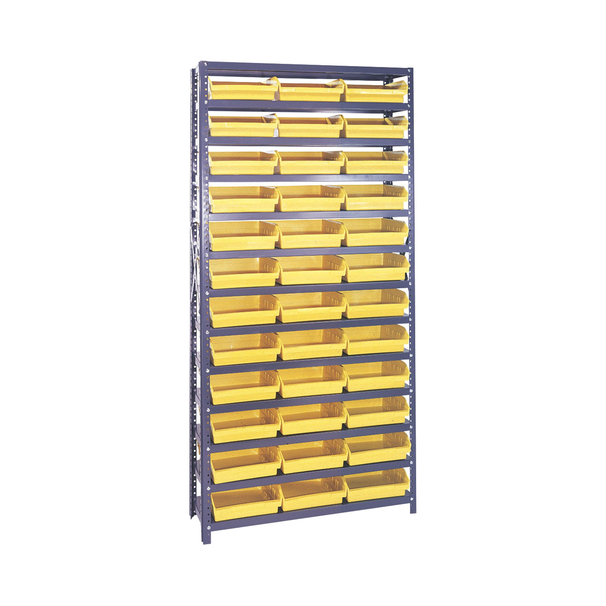 Quantum Storage 36 Bin Shelf Unit — 12in. x 36in. x 75in. Rack Size